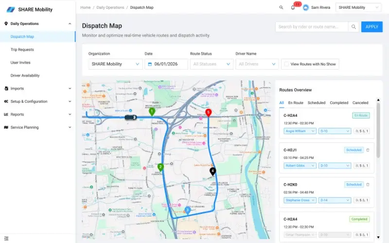 SHARE Mobility shown on a MacBook